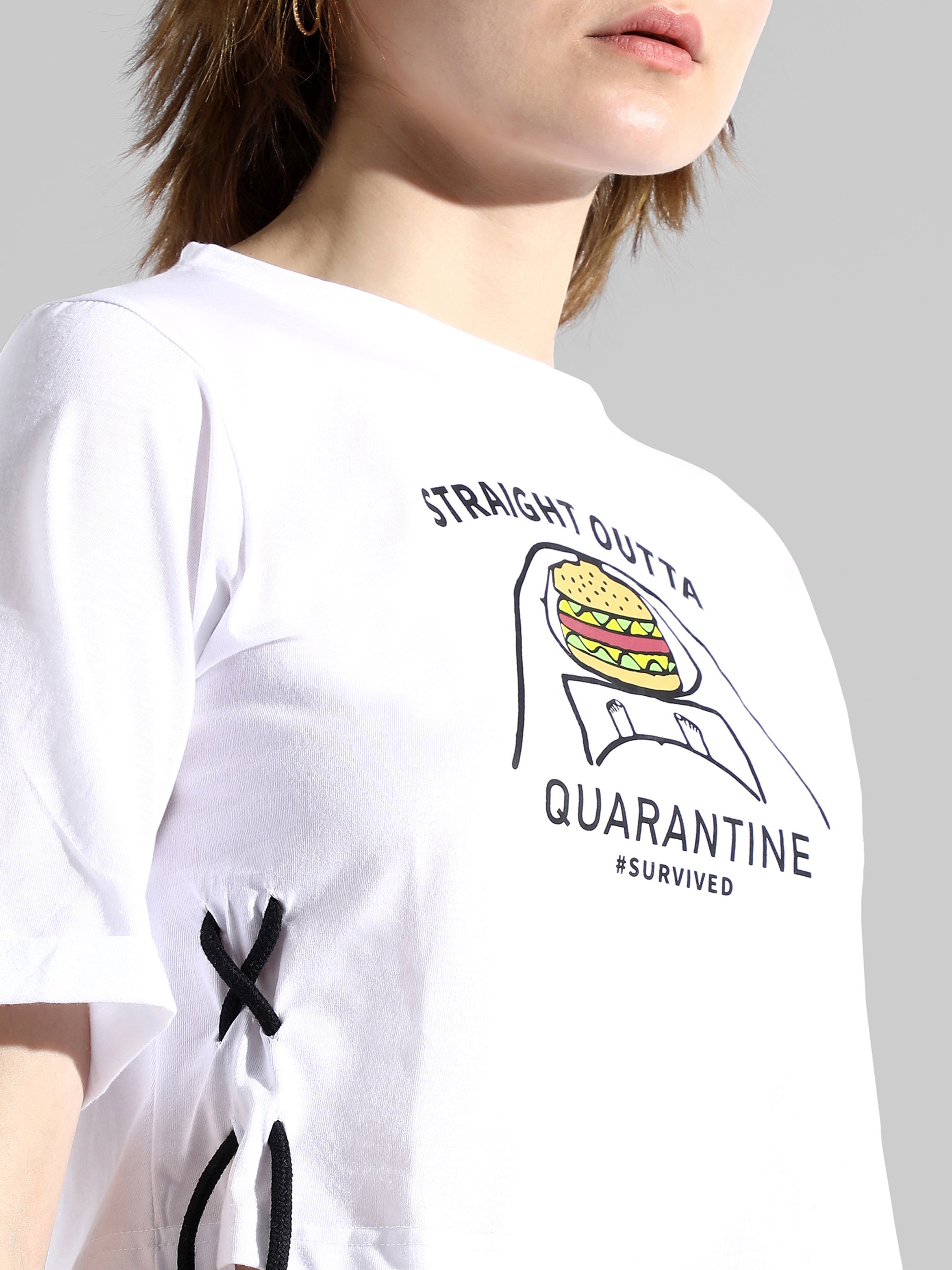 Chalk White Graphic Print Crop T-Shirt