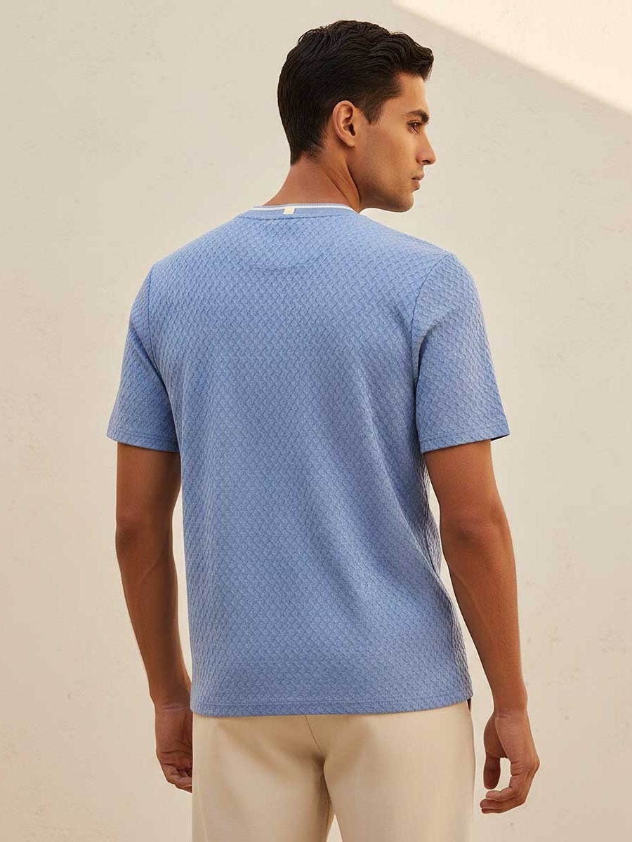 Regular Fit Crew Neck Short Sleeves Jacquard T-Shirt