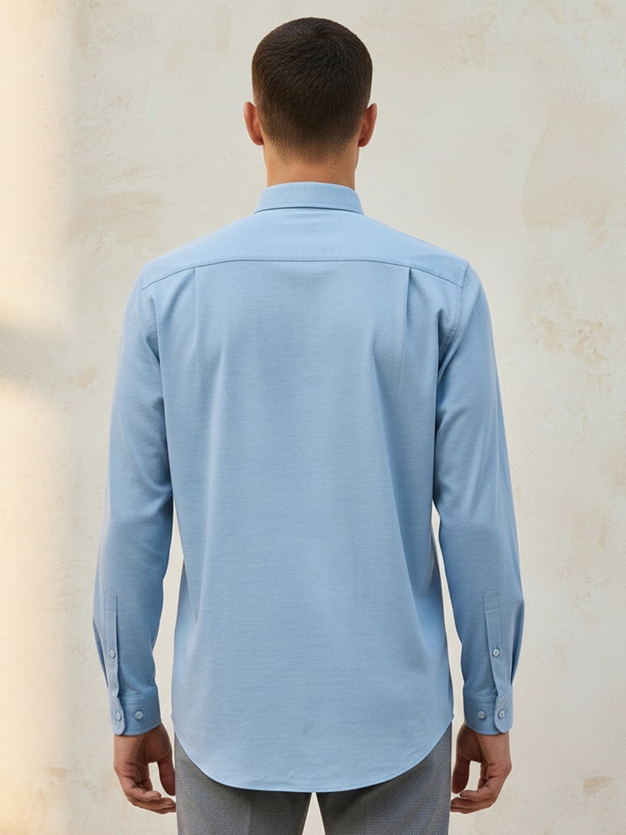 Regular Fit Collared Textured Long Sleeves Shirt