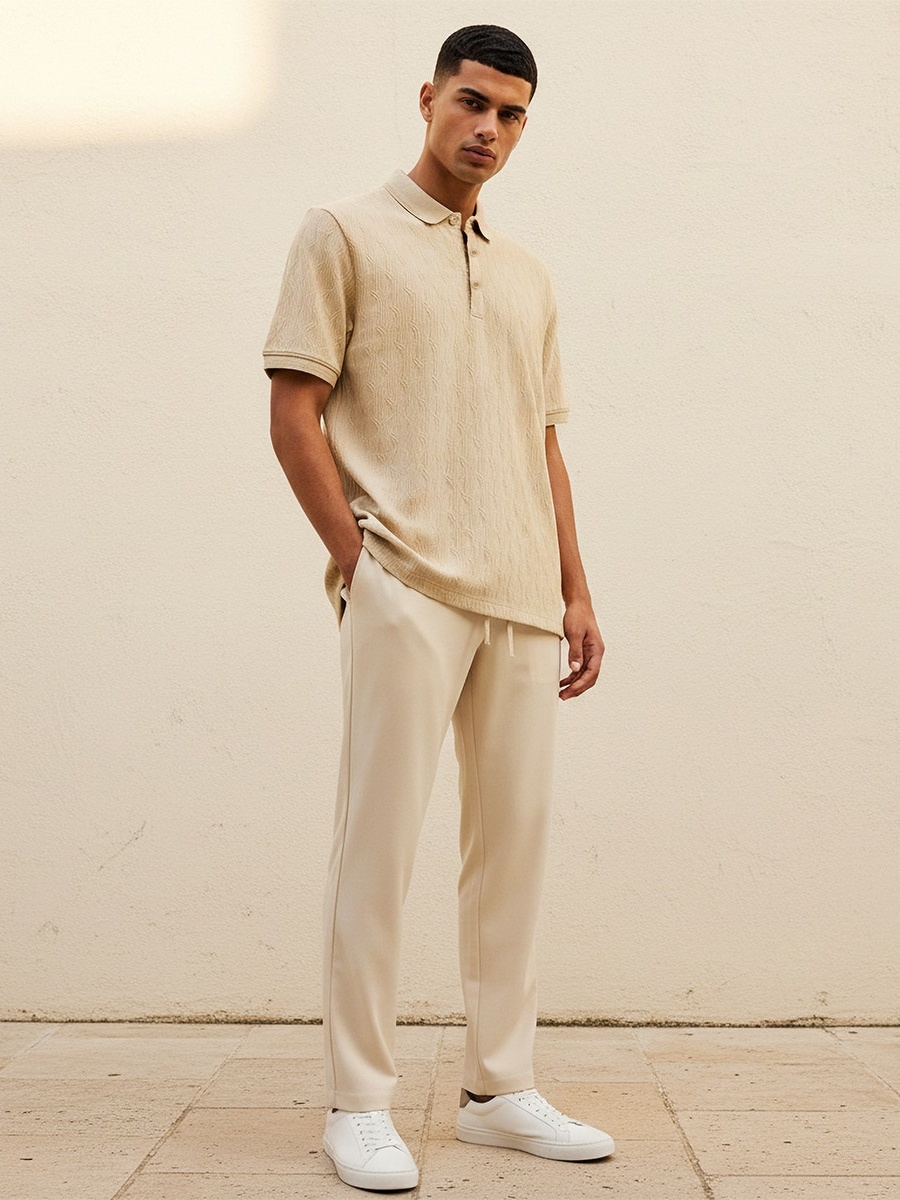Short Sleeves Textured Polo T-Shirt