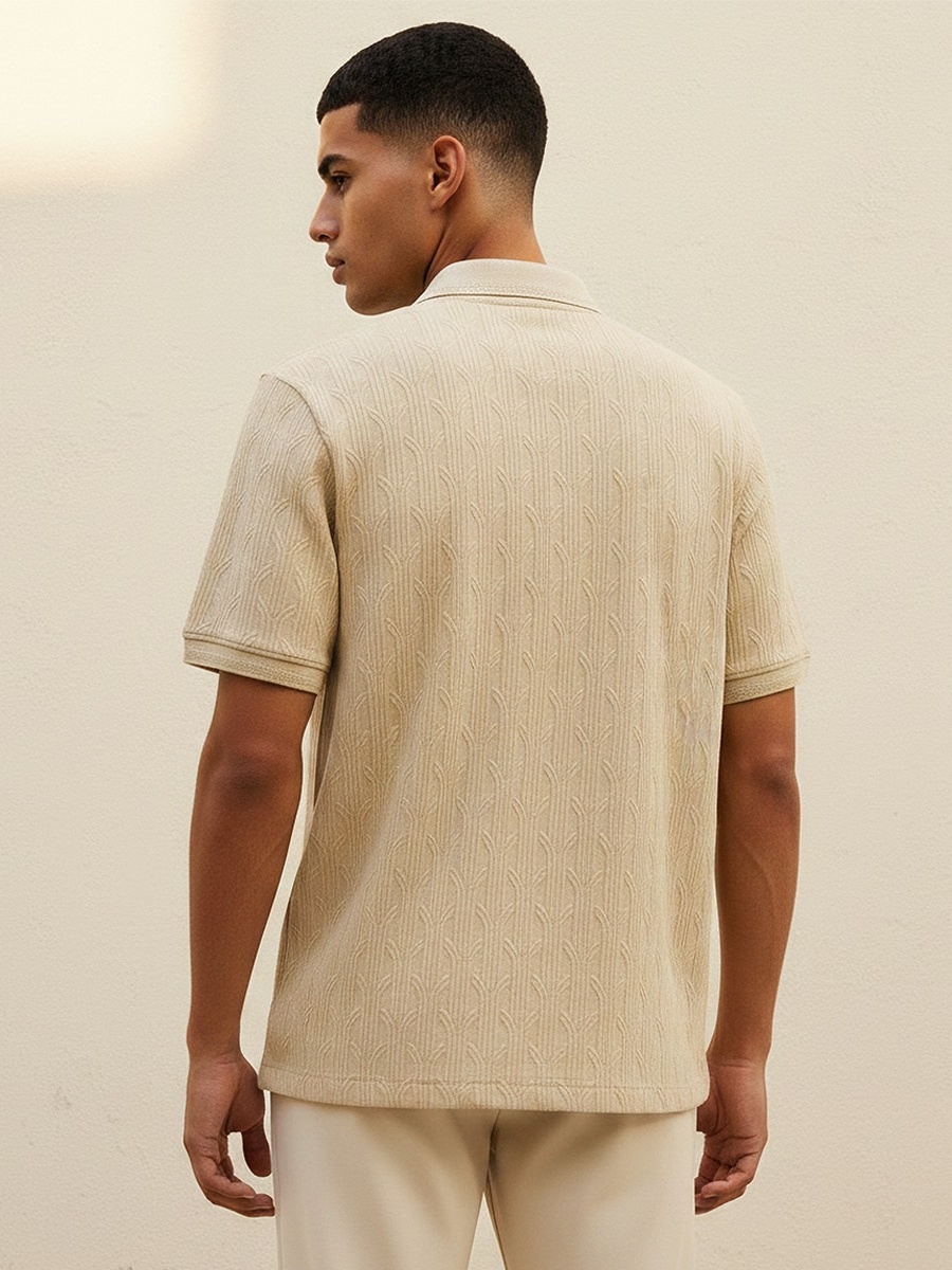 Short Sleeves Textured Polo T-Shirt