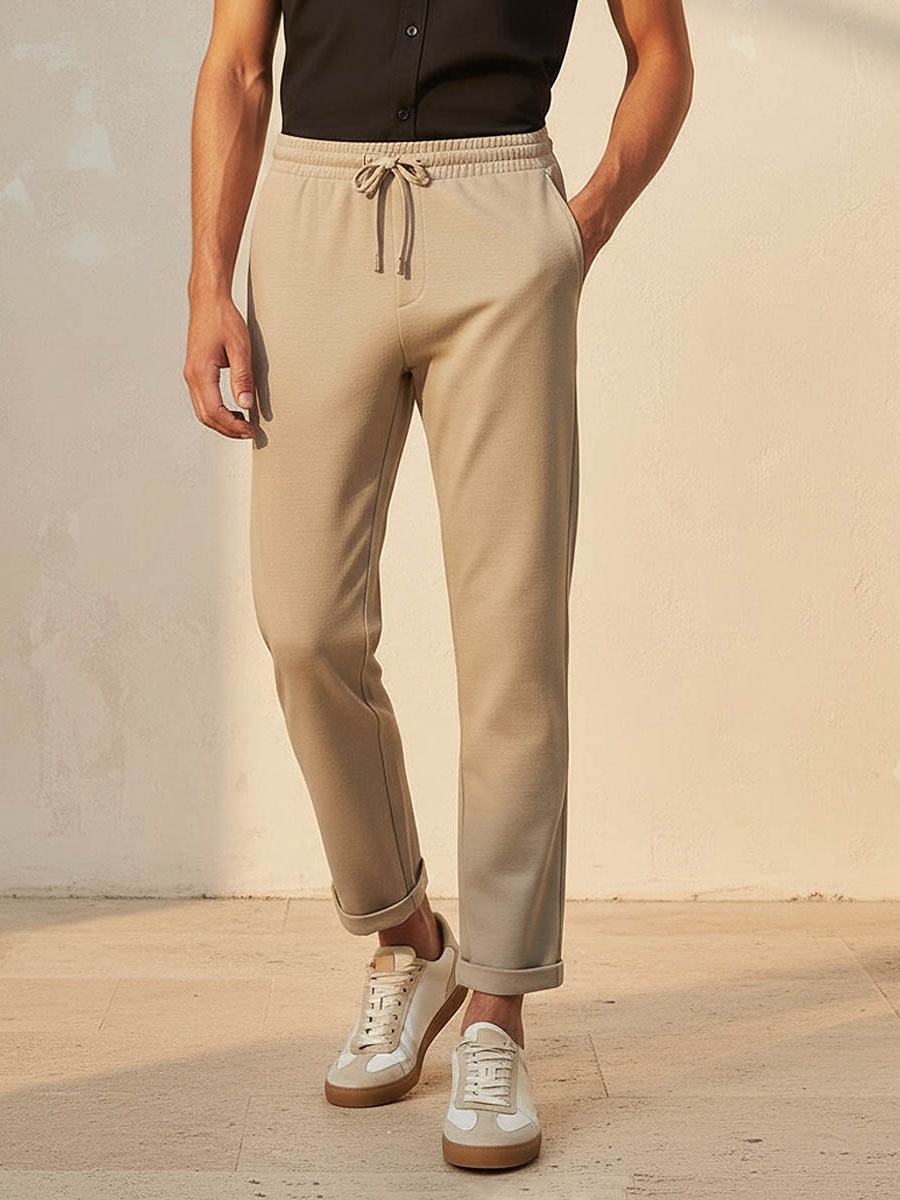 Men Regular Fit Textured Trousers