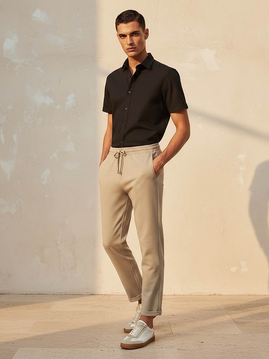 Men Regular Fit Textured Trousers