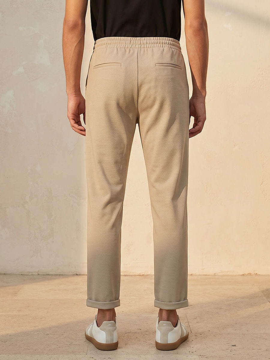 Men Regular Fit Textured Trousers