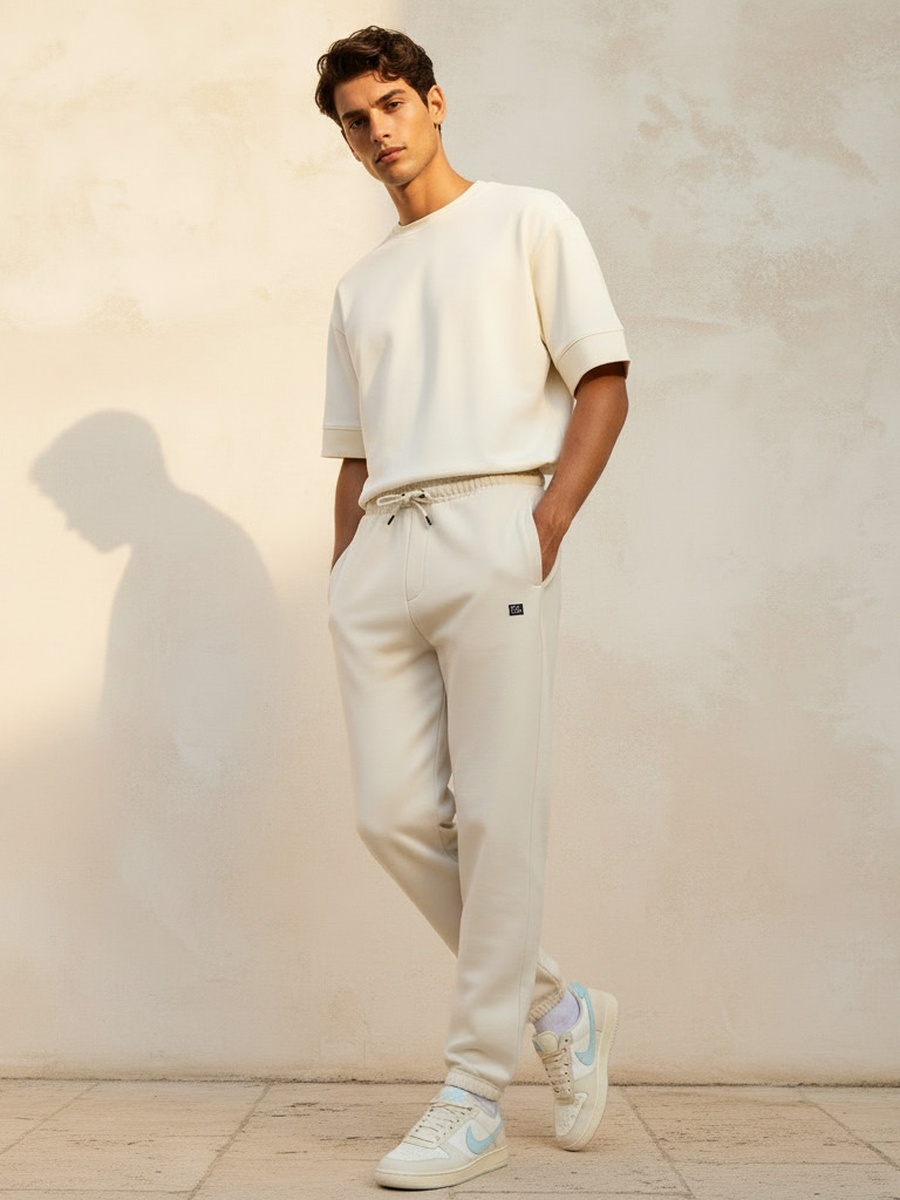 Men Regular Fit Joggers with Drawstring Closure