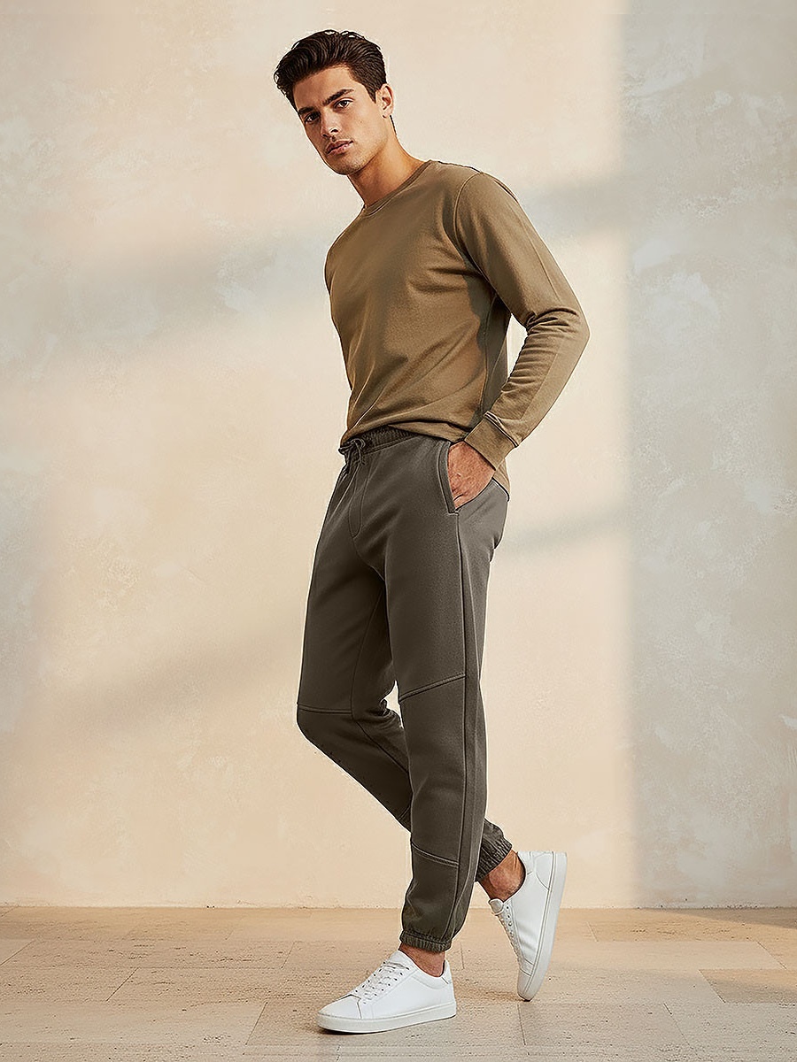 Men Regular Fit Joggers with Drawstring Closure