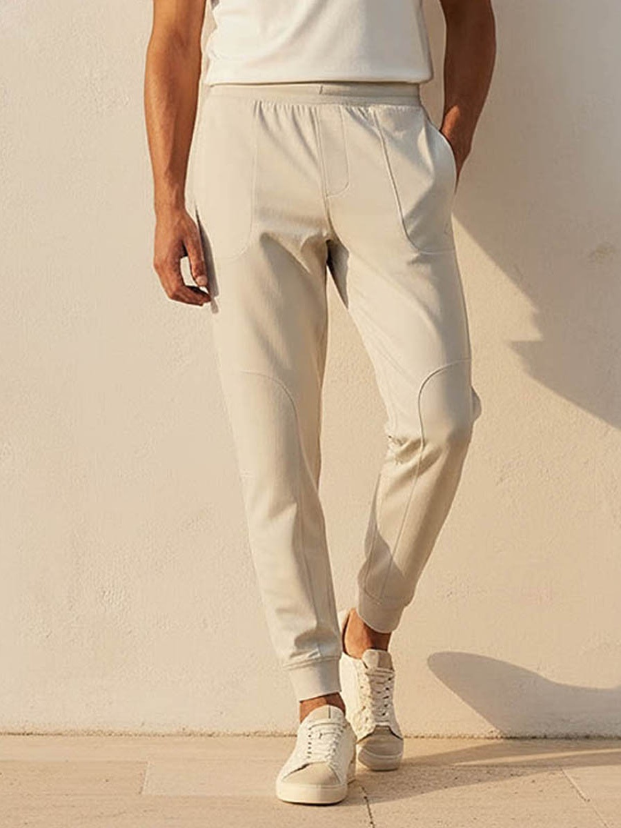 Men Panelled 4 Way Stretch Joggers