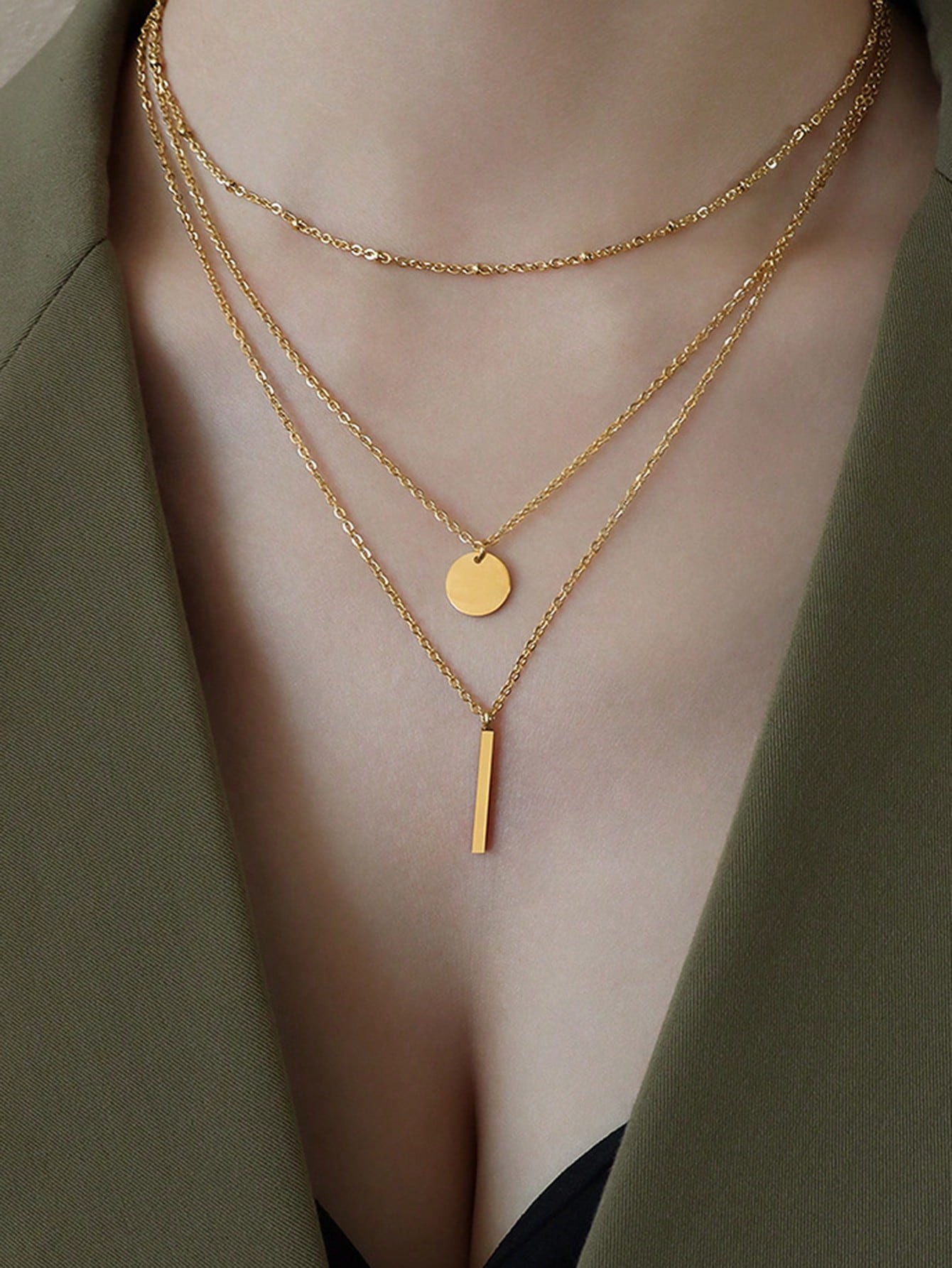 Gold Layered Necklace Set