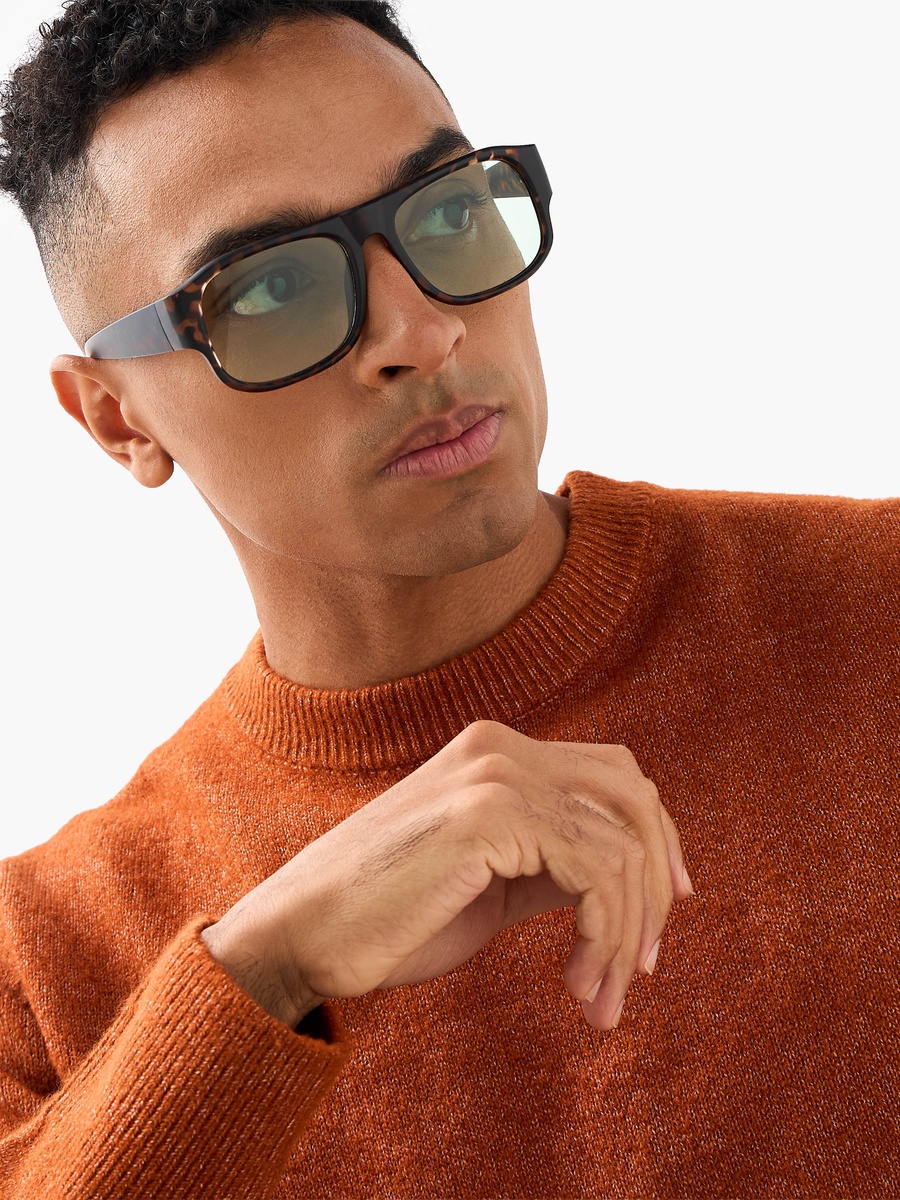 Men Square Grey Lens Sunglasses