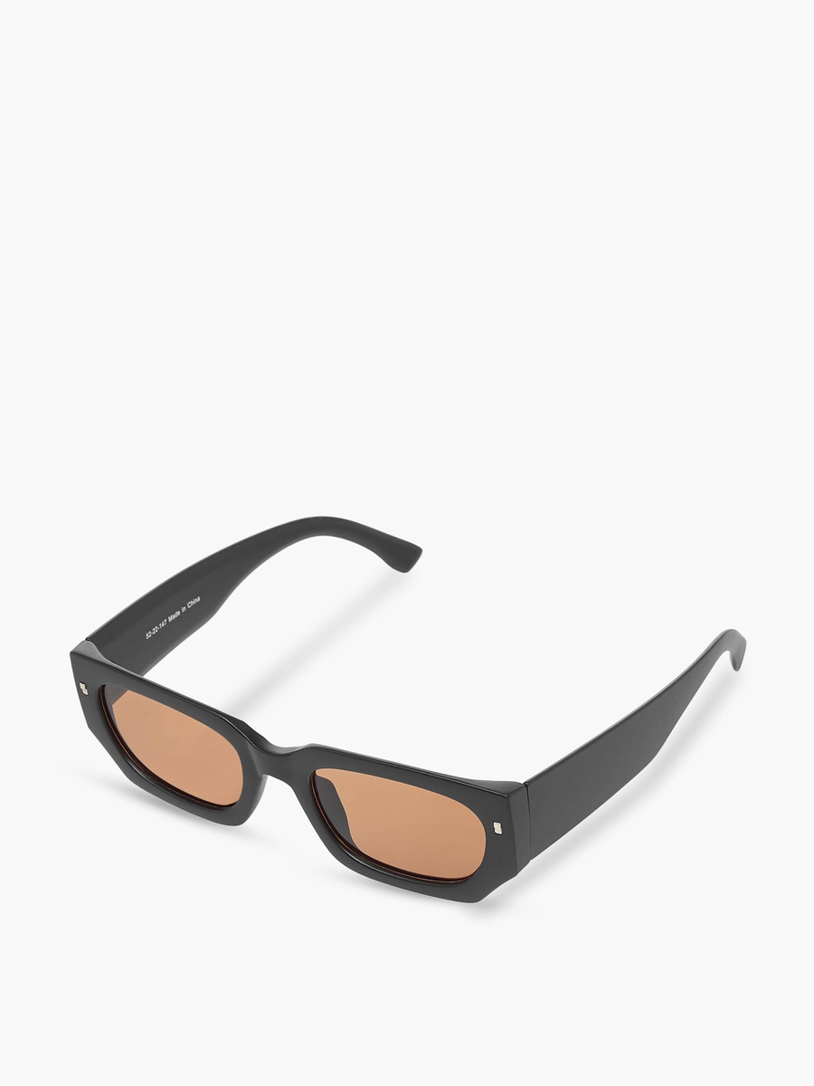 Men Rectangular Brown Lens Sunglasses