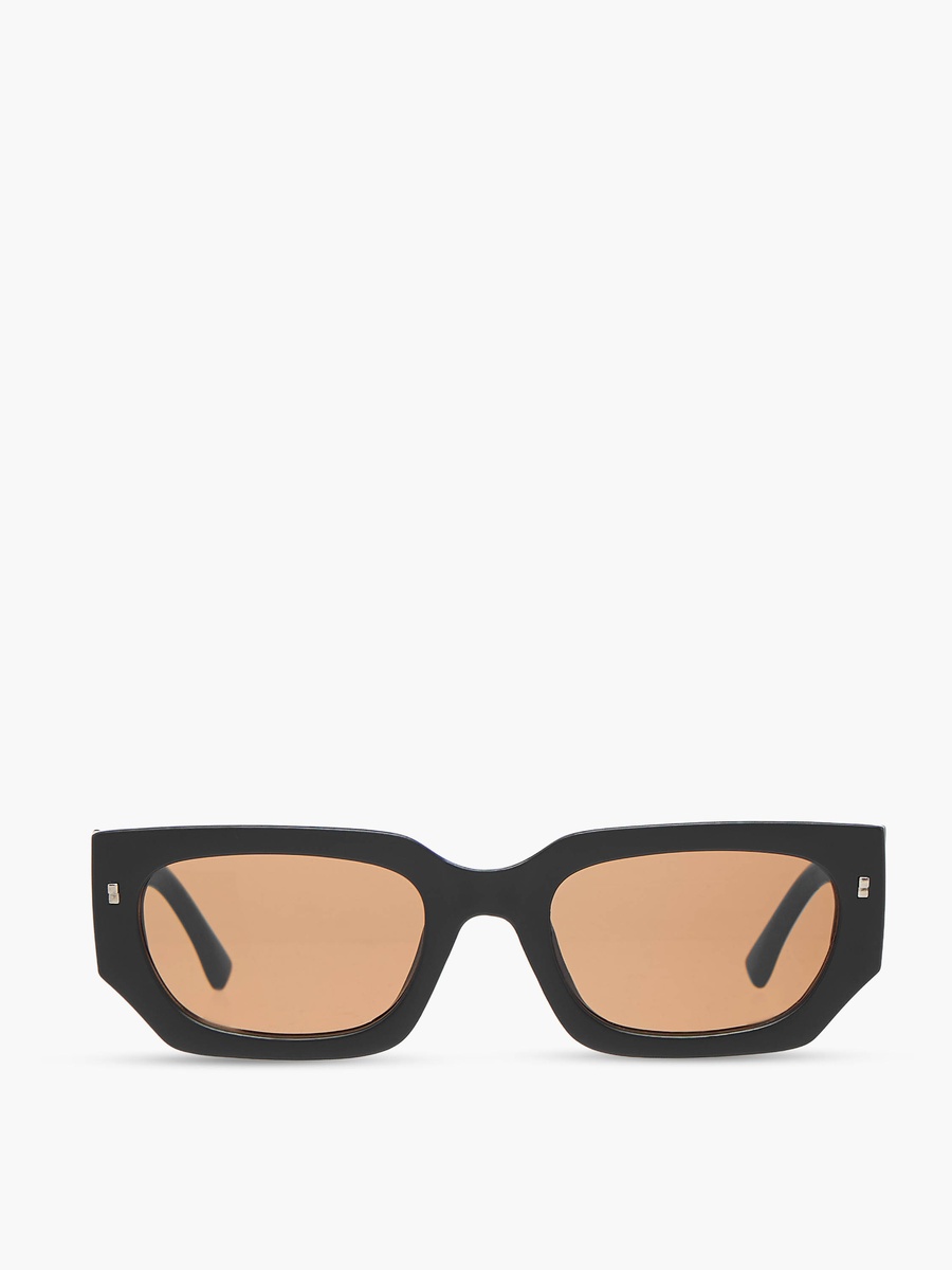 Men Rectangular Brown Lens Sunglasses