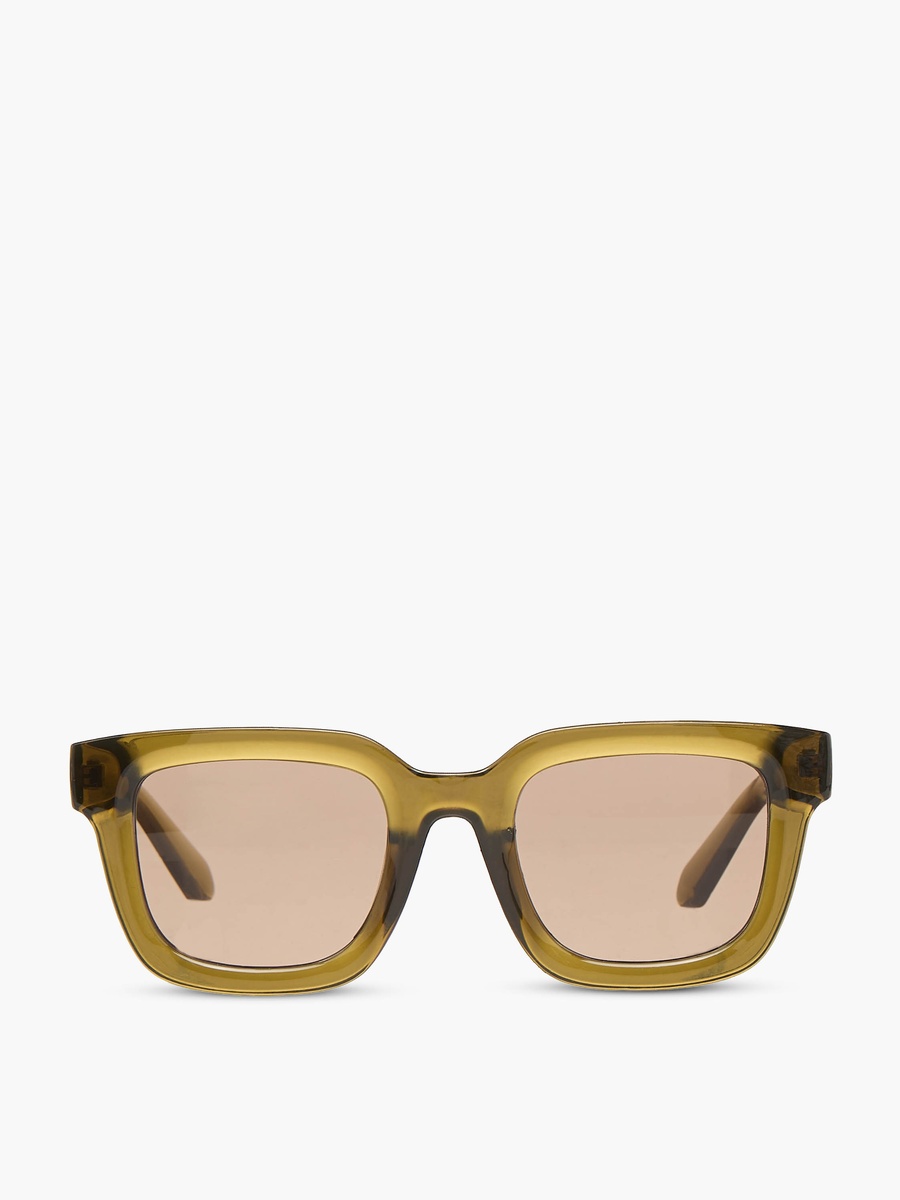 Men Square Brown Lens Sunglasses