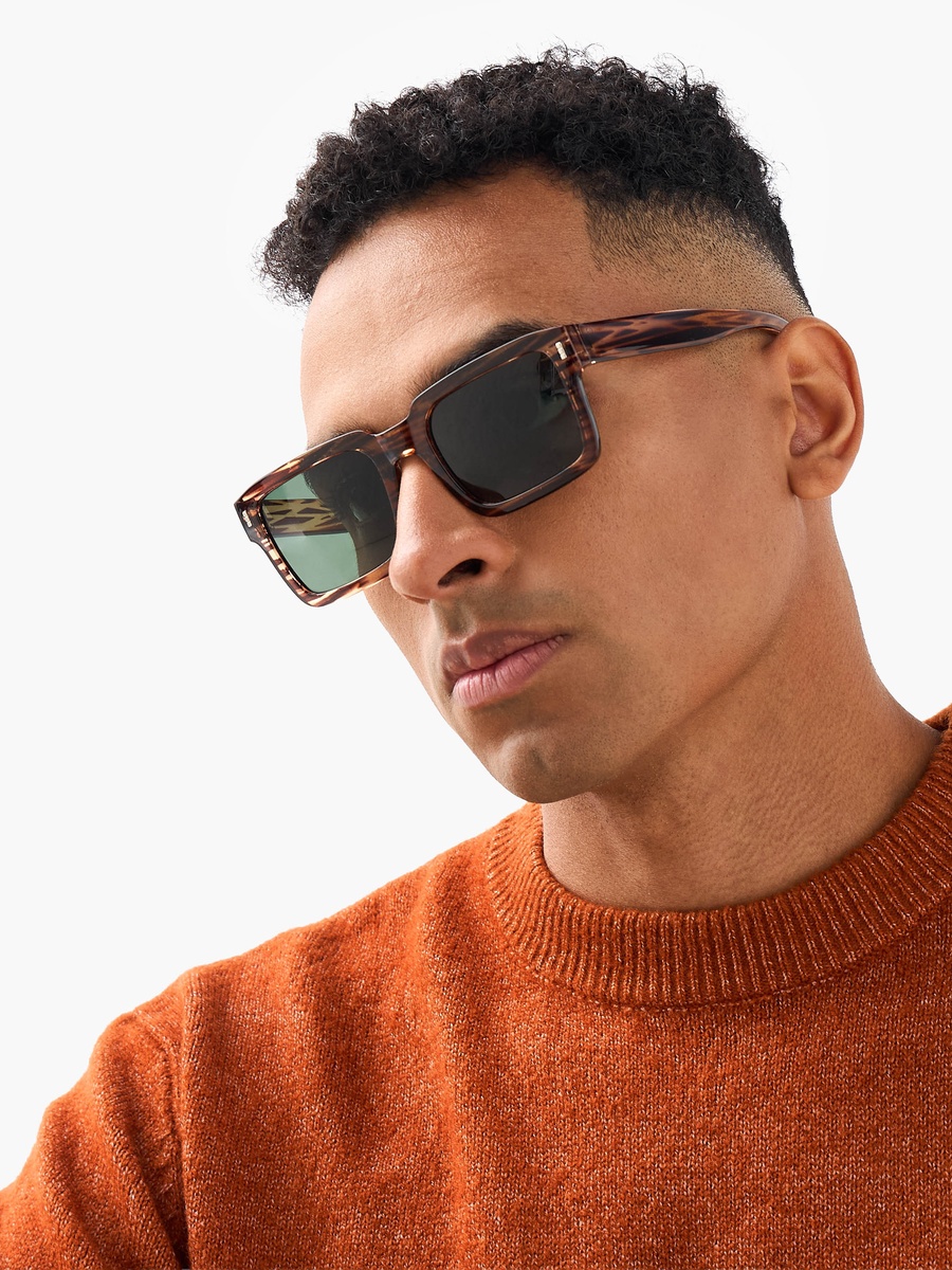 Men Square Grey Lens Sunglasses