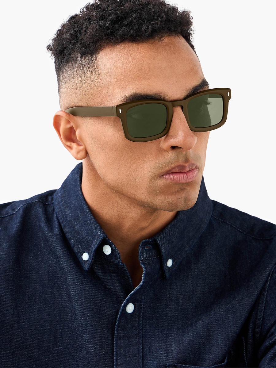 Men Rectangular Grey Lens Sunglasses