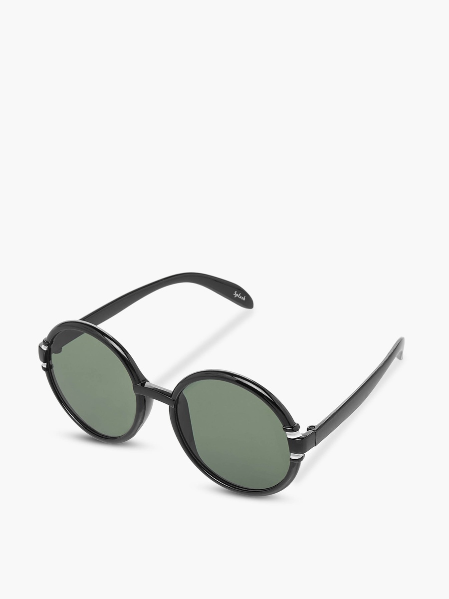Men Round Frame Grey Lens Sunglasses