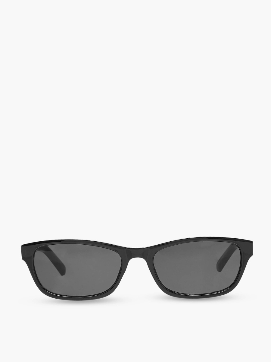Men Rectangular Frame Grey Lens Sunglasses