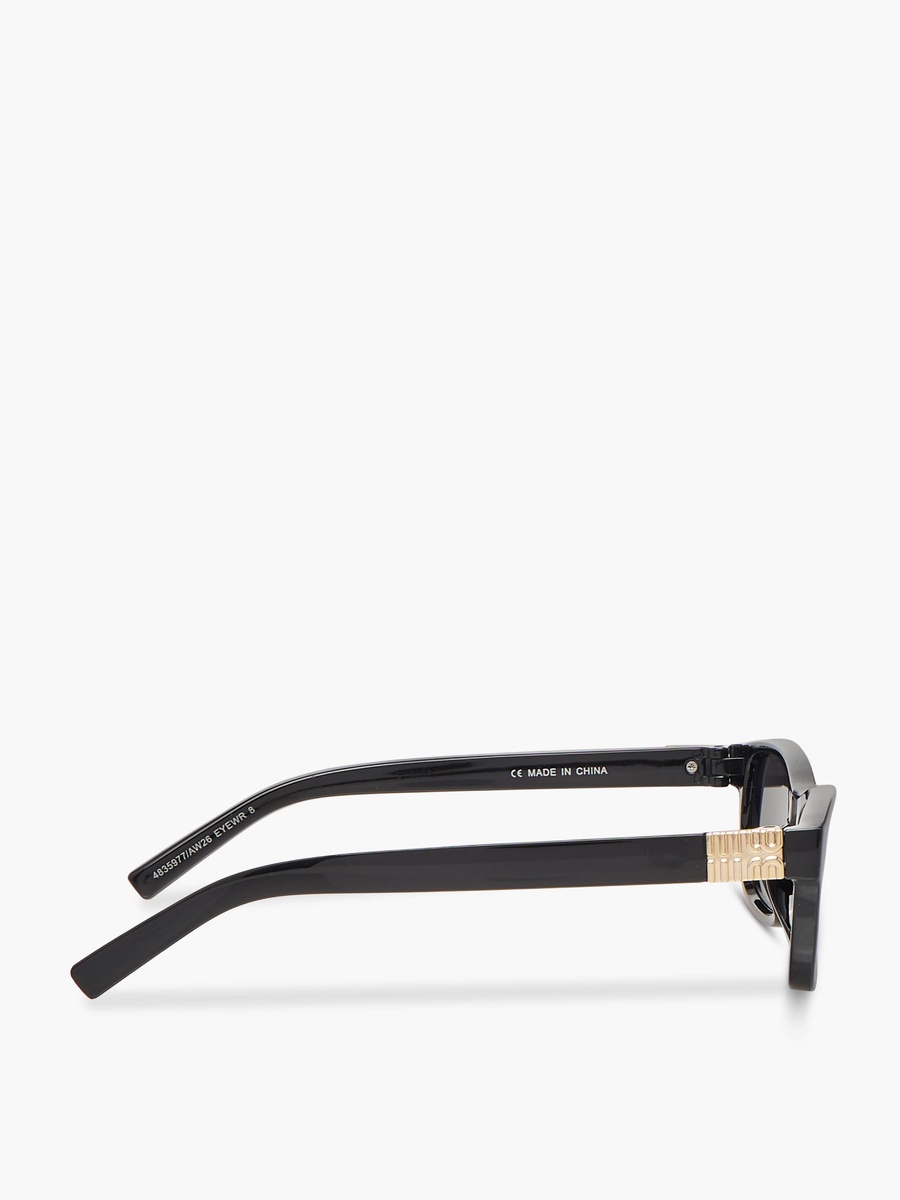 Men Rectangular Frame Grey Lens Sunglasses
