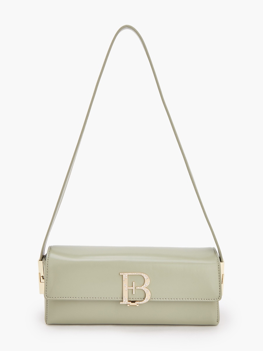 Solid Shoulder Bag with Flap Closure