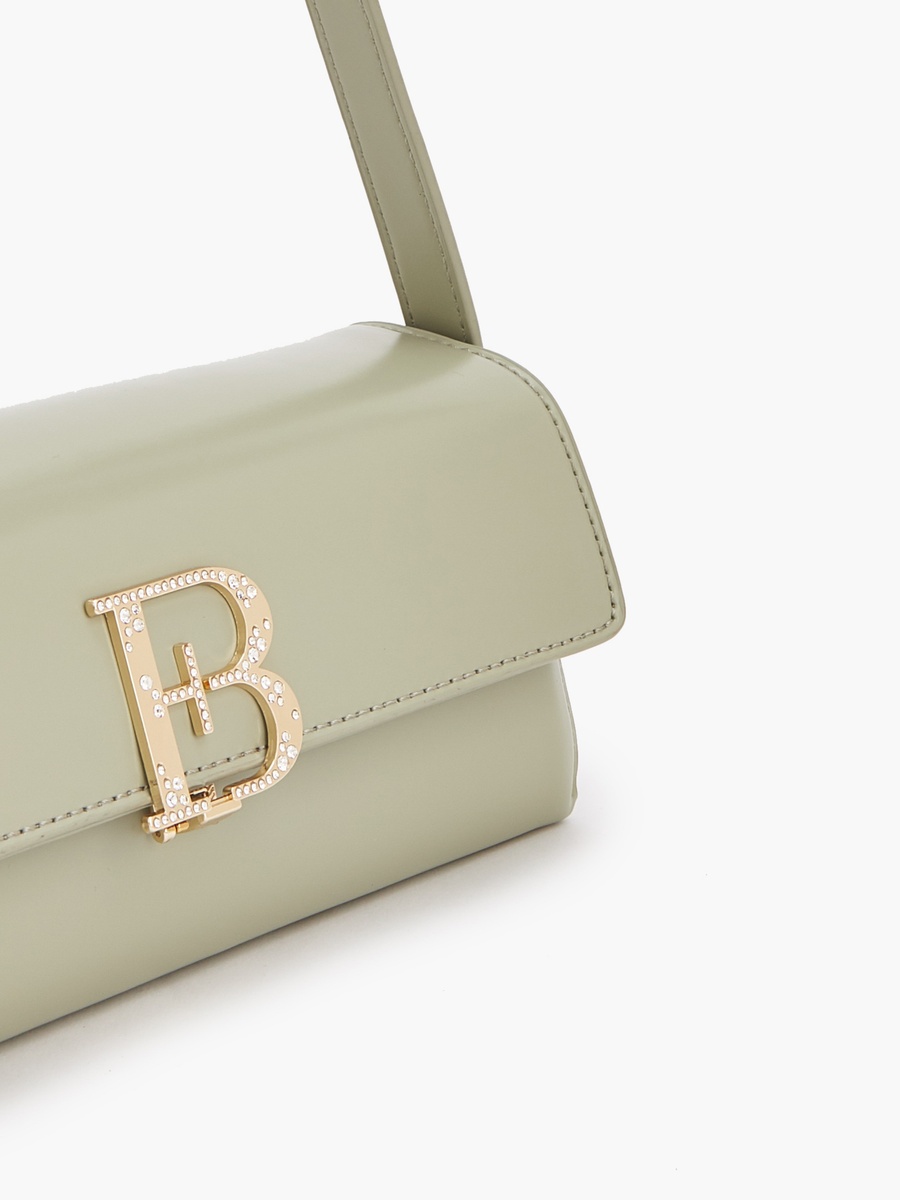 Solid Shoulder Bag with Flap Closure