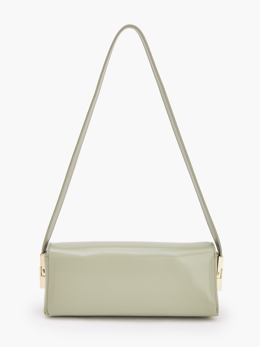 Solid Shoulder Bag with Flap Closure
