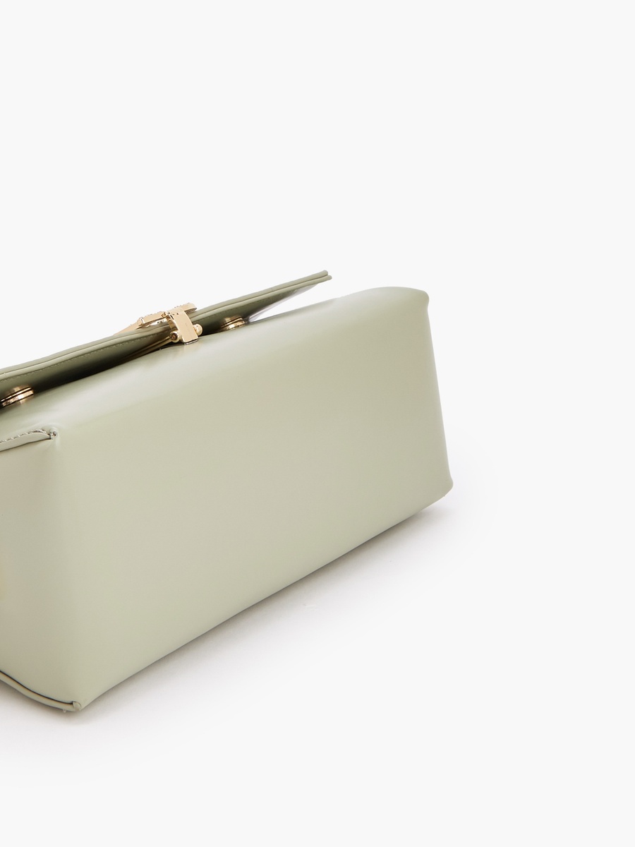 Solid Shoulder Bag with Flap Closure