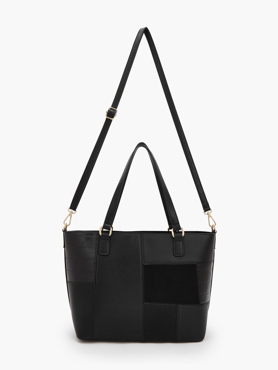 Panelled Tote Bag with Detachable Strap