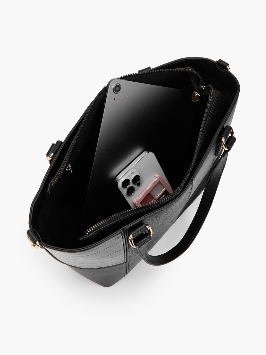 Panelled Tote Bag with Detachable Strap