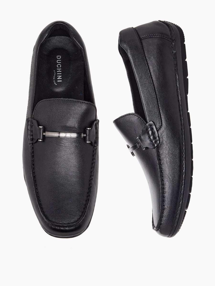 Men Horsebit Accent Leather Loafers