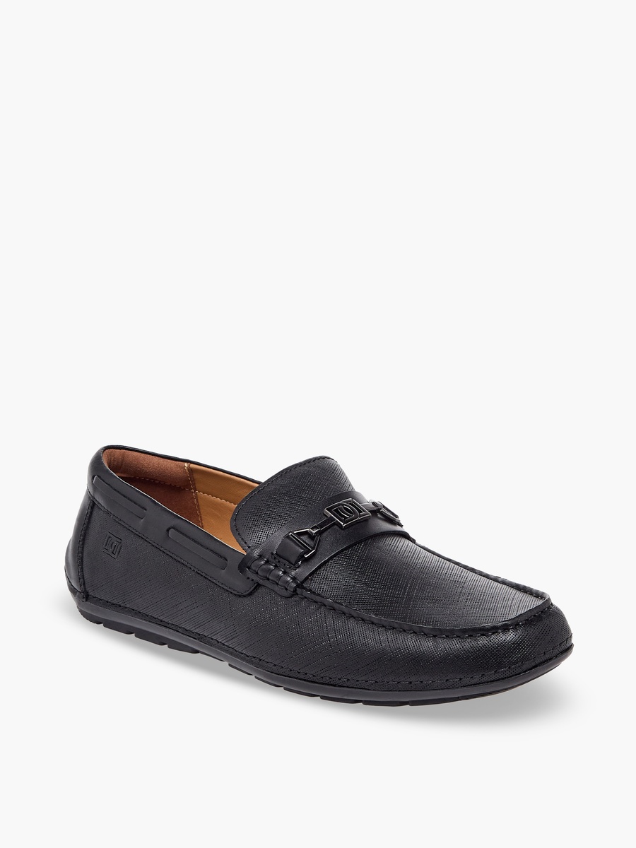 Men Textured Leather Slip-On Loafers