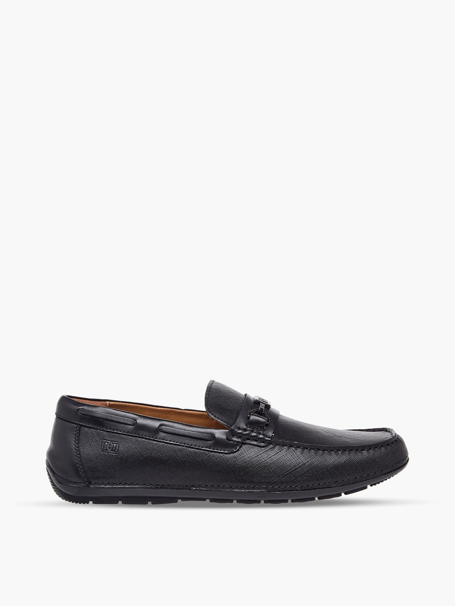 Men Textured Leather Slip-On Loafers