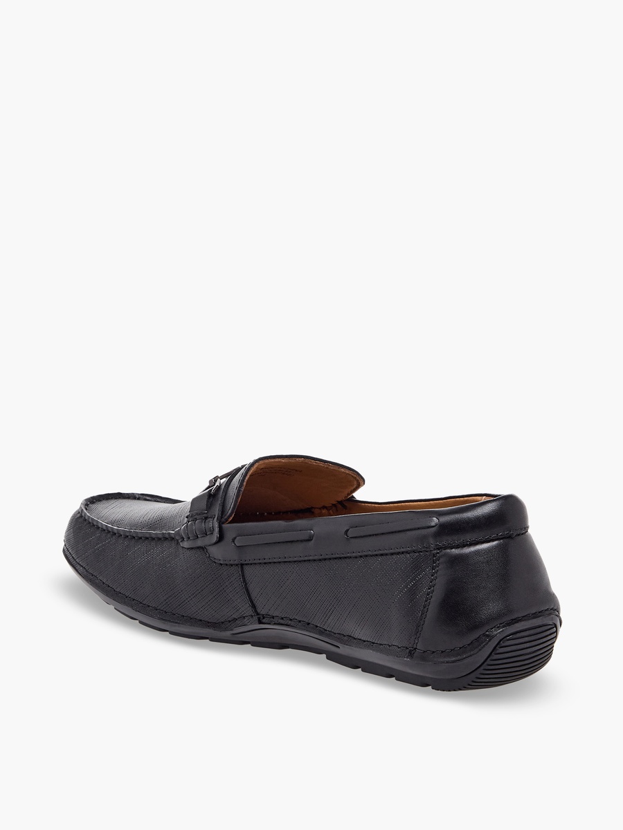 Men Textured Leather Slip-On Loafers