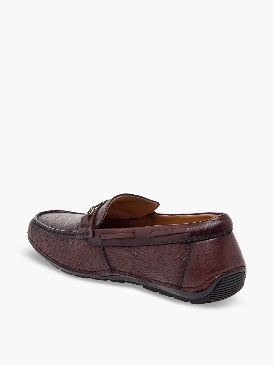 Men Textured Leather Slip-On Loafers