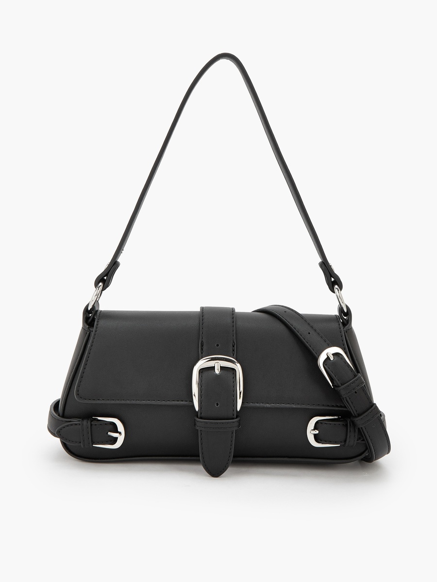 Buckle Detail Crossbody Bag with Button Closure