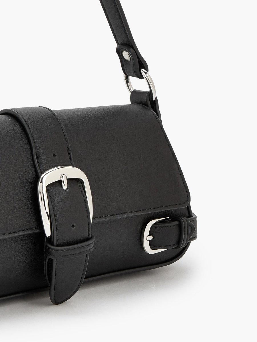 Buckle Detail Crossbody Bag with Button Closure