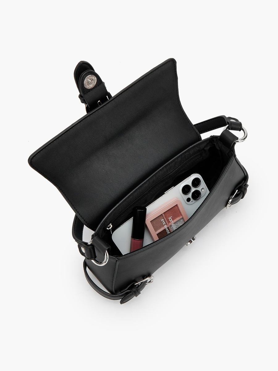 Buckle Detail Crossbody Bag with Button Closure