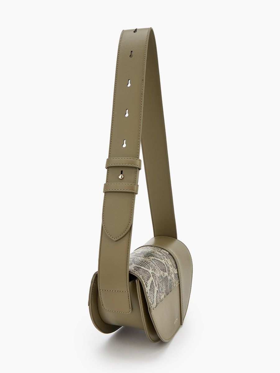 Textured Crossbody Bag with Zip Closure