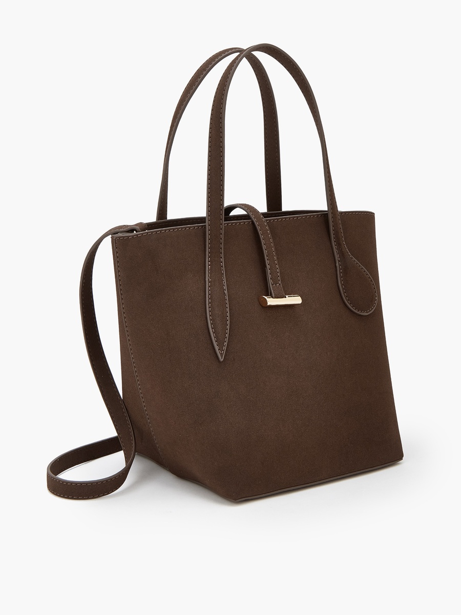 Textured Tote Bag with Detachable Strap