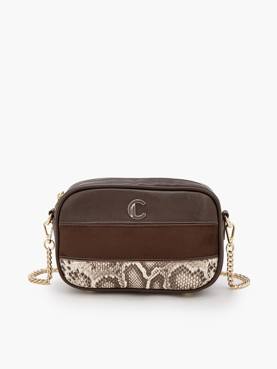 Animal Print Crossbody Bag with Zip Closure