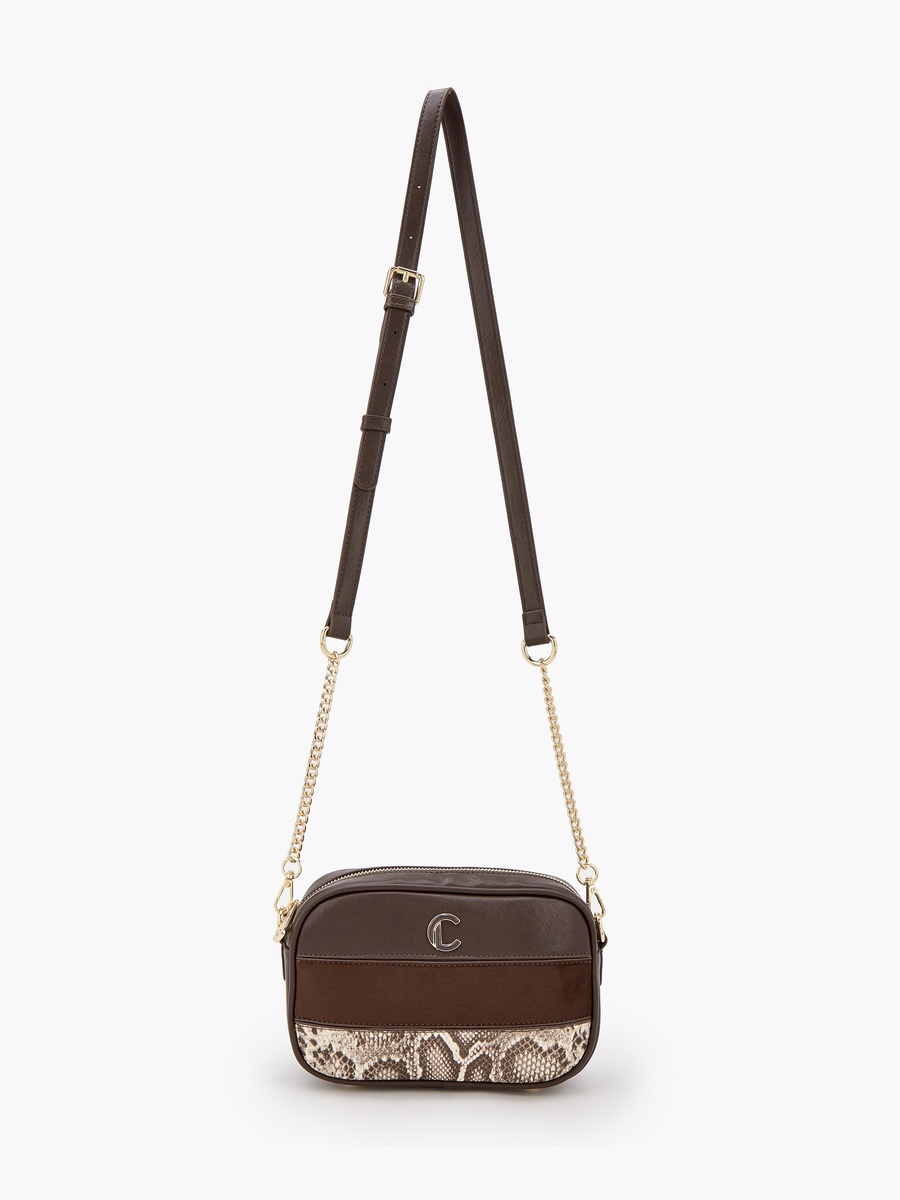 Animal Print Crossbody Bag with Zip Closure