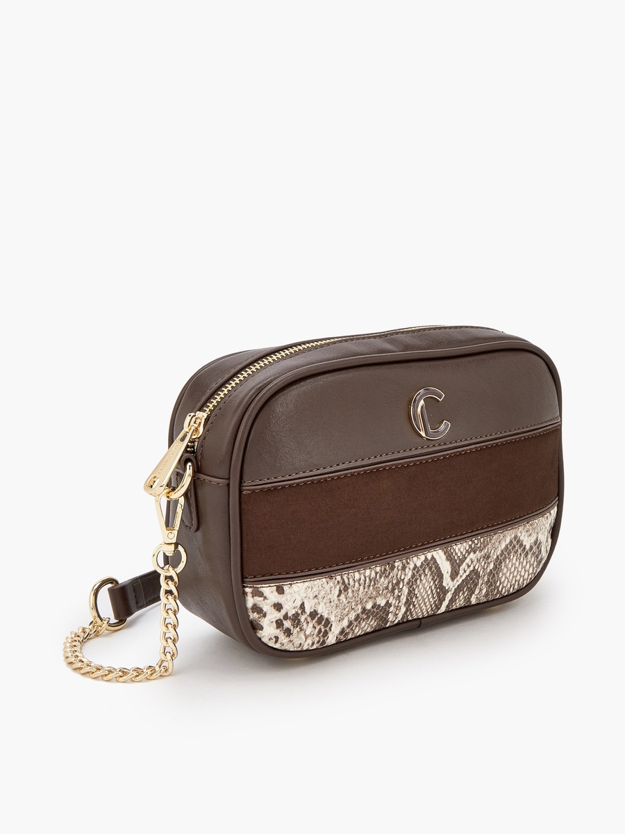 Animal Print Crossbody Bag with Zip Closure