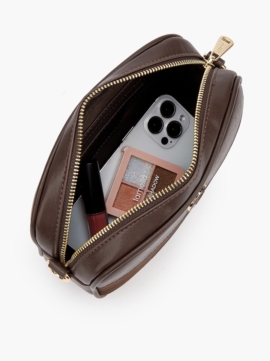 Animal Print Crossbody Bag with Zip Closure