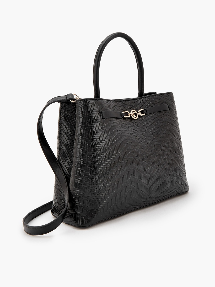 Textured Tote Bag with Magnetic Closure
