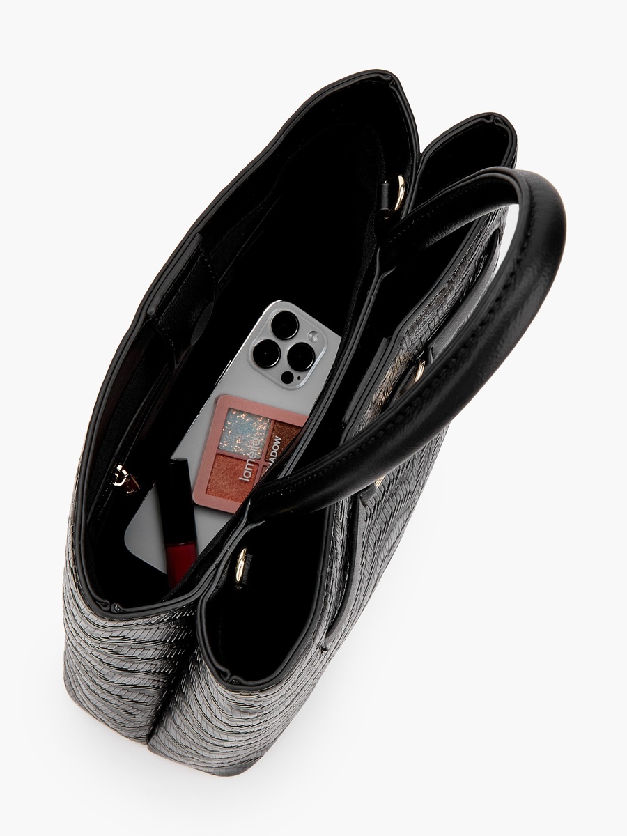 Textured Tote Bag with Magnetic Closure