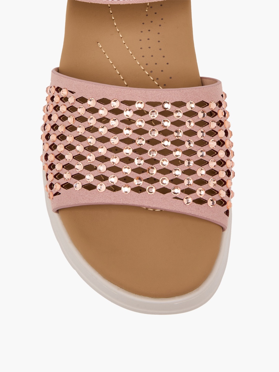 Women Rhinestone Embellished Comfort Sandals