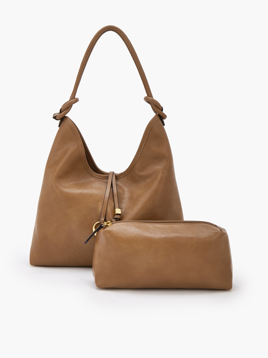 Solid Hobo Bag with Pouch
