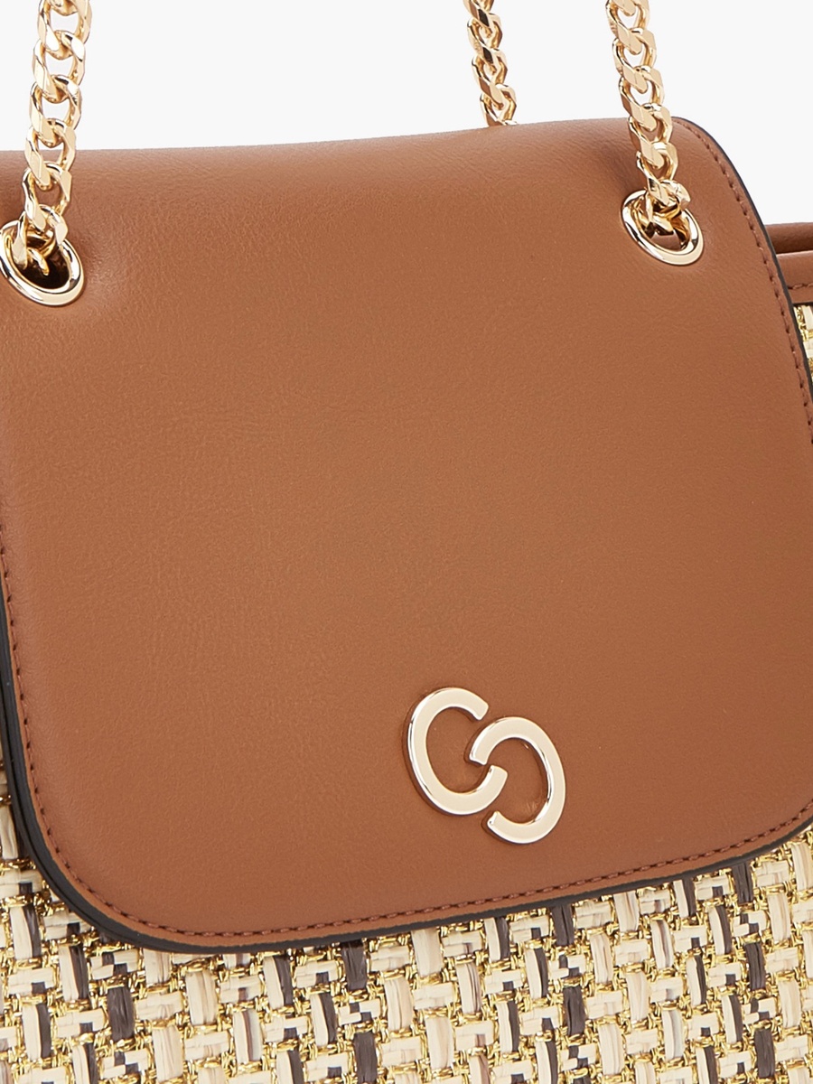 Textured Tote Bag with Chain Handle