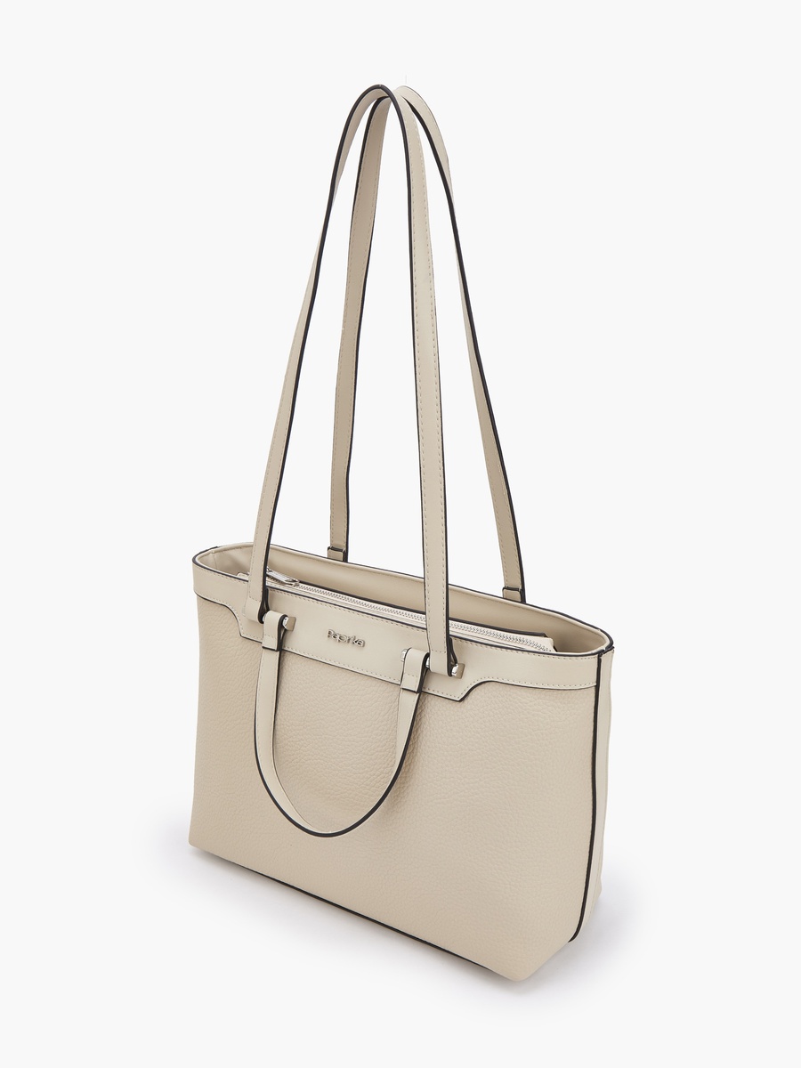 Textured Tote Bag with Double Handle
