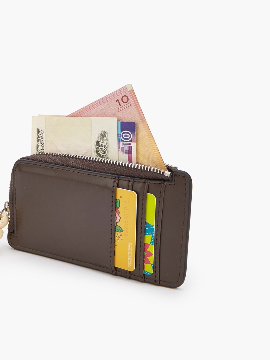 Logo Accent Wallet with Zip Closure