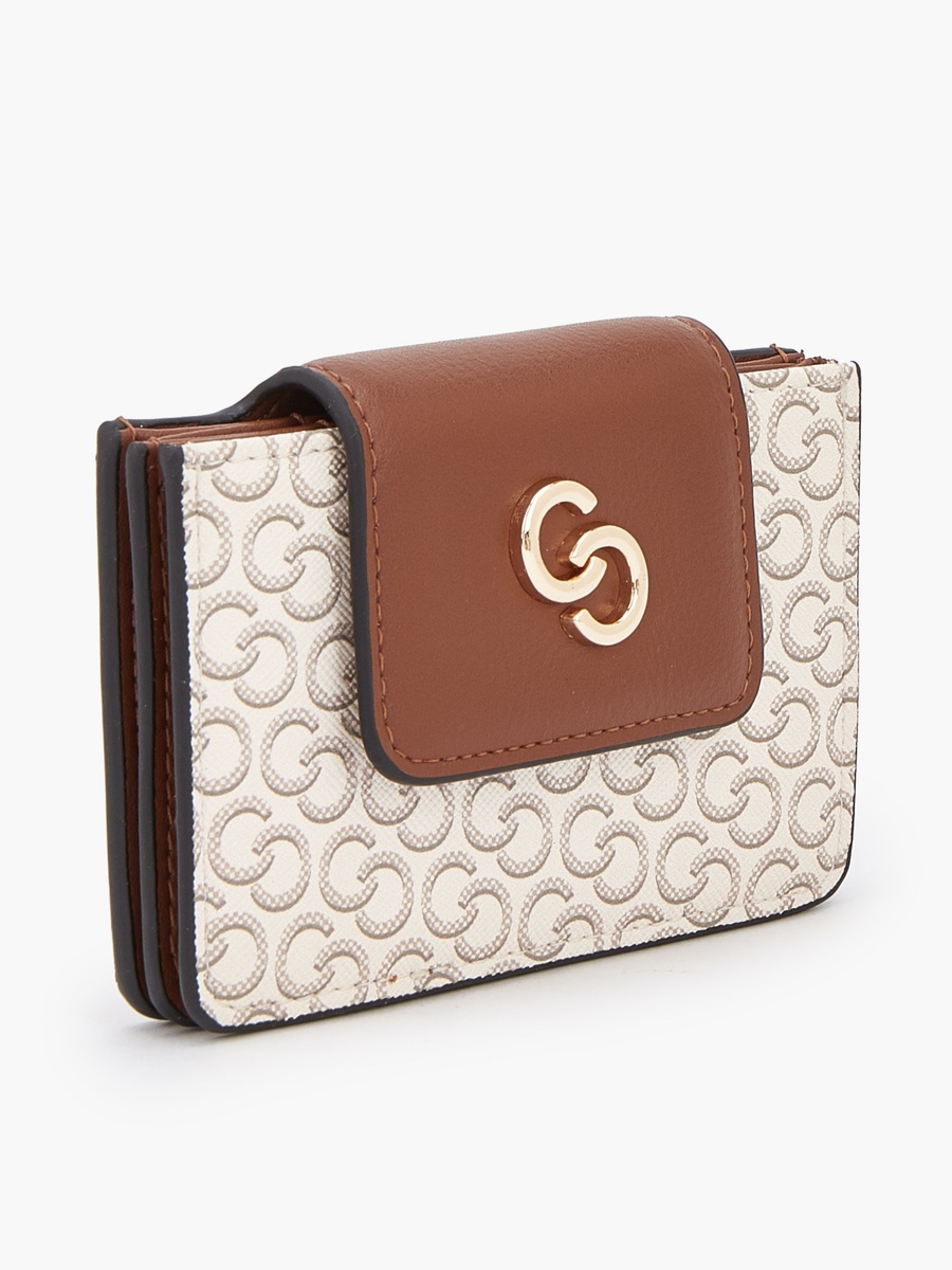 Monogram Print Card Holder with Flap Closure