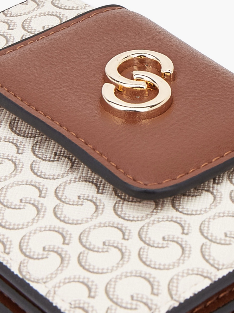 Monogram Print Card Holder with Flap Closure